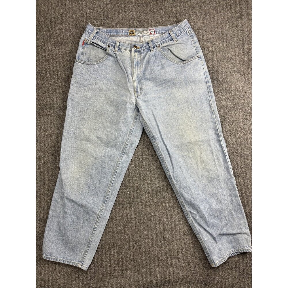 Vintage Bugle Boy‎ New Denim Basics Jeans Mens 36x29 Light Wash Blue Baggy Fit